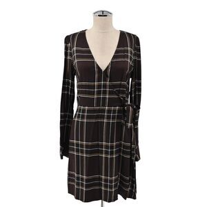 SANCTUARY‎ Dress Womens Size 6 Upbeat Plaid Print Faux Wrap Long Sleeve VNeck